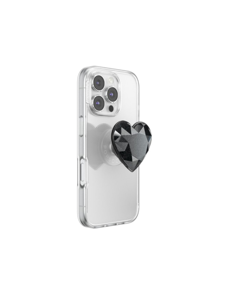 POPSOCKET PopGrip Cristal Cœur Noir Pailleté