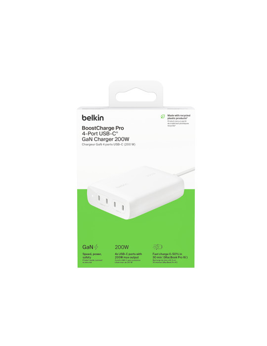 BELKIN Chargeur Secteur GaN 200W 4 ports (4 USB-C)