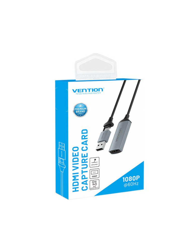 VENTION Carte de Capture Vidéo HDMI-A vers USB-C/USB-A 0,1m (Gris)