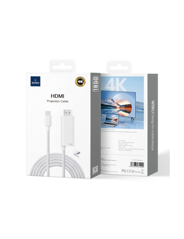 WiWU Câble USB-C vers HDMI 4K 1,8m (Wi-PS001) | DOTIRI