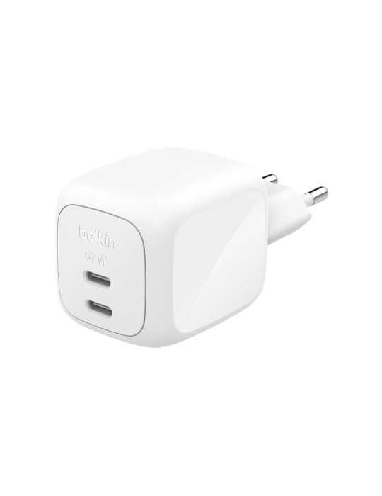 BELKIN Chargeur Secteur GaN 2 Ports USB-C 67W (Blanc)