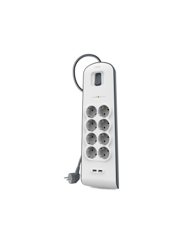 BELKIN Multiprise/Parafoudre 8 prises + 2 ports USB - cordon de 2m - Blanc