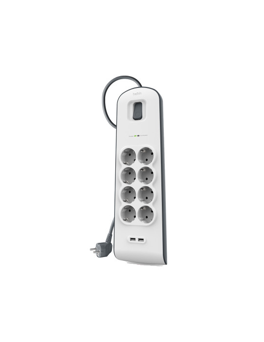 BELKIN Multiprise/Parafoudre 8 prises + 2 ports USB - cordon de 2m - Blanc