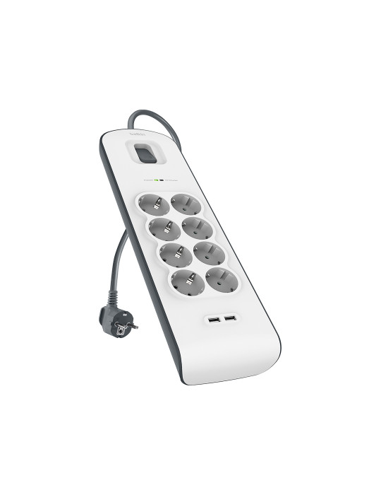 BELKIN Multiprise/Parafoudre 8 prises + 2 ports USB - cordon de 2m - Blanc