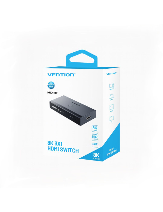 VENTION Adaptateur HDMI 3 Entrées 1 Sortie 8K (Gris)