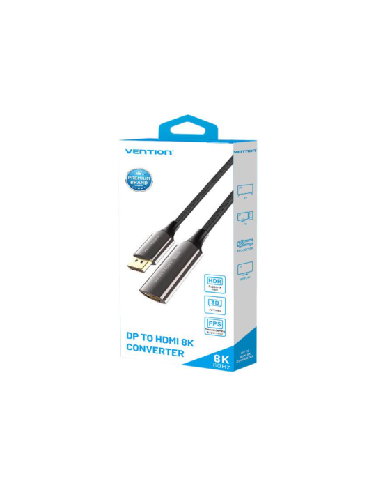 VENTION Convertisseur Tressé DP Mâle vers HDMI Femelle 8K 0,25m (Noir)