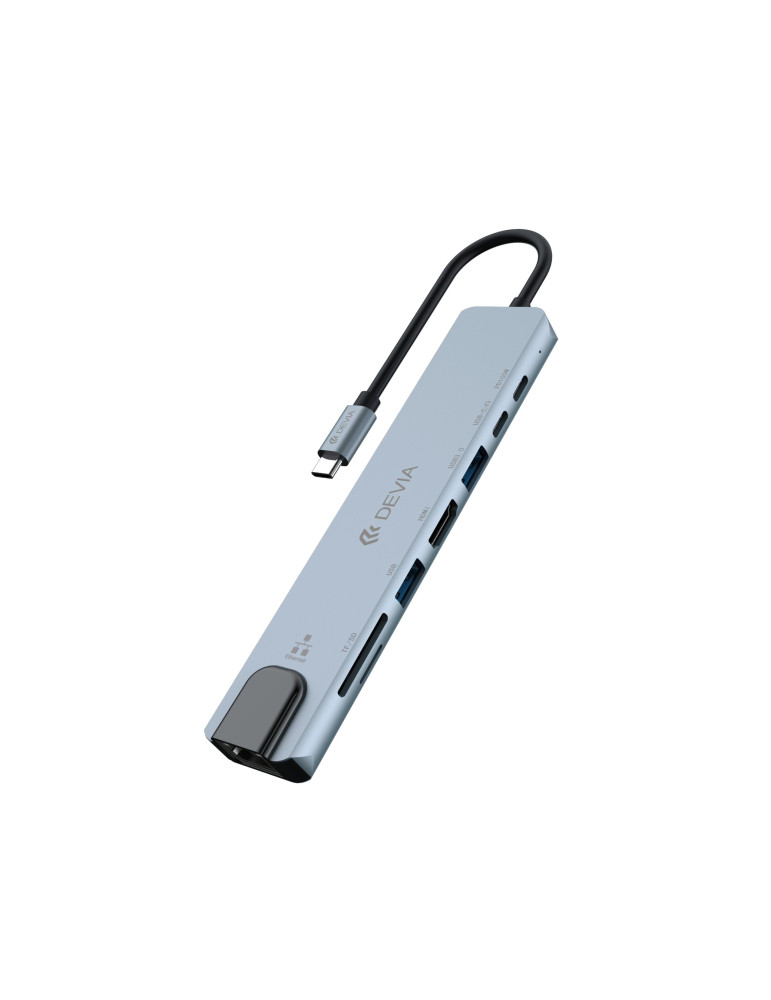DEVIA Pro1 Hub USB-C 8-en-1 (Gris) | DOTIRI