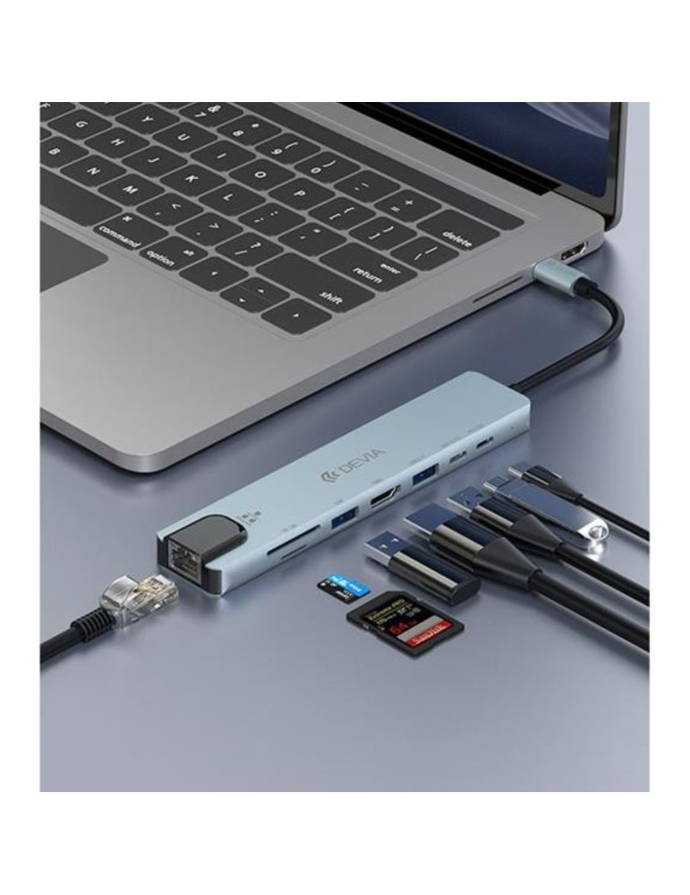 DEVIA Pro1 Hub USB-C 8-en-1 (Gris) | DOTIRI