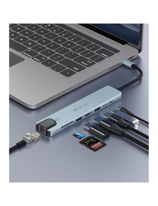 DEVIA Pro1 Hub USB-C 8-en-1 (Gris) | DOTIRI
