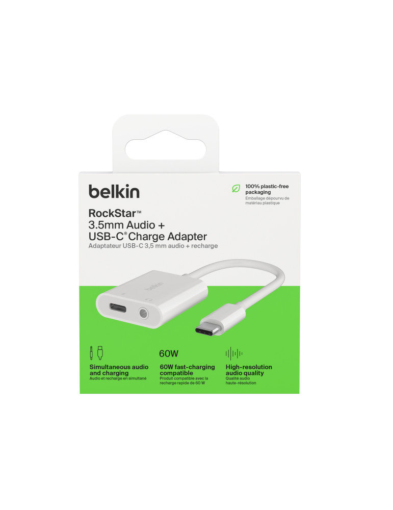 BELKIN Adaptateur USB-C vers Jack/USB-C (Blanc) | DOTIRI