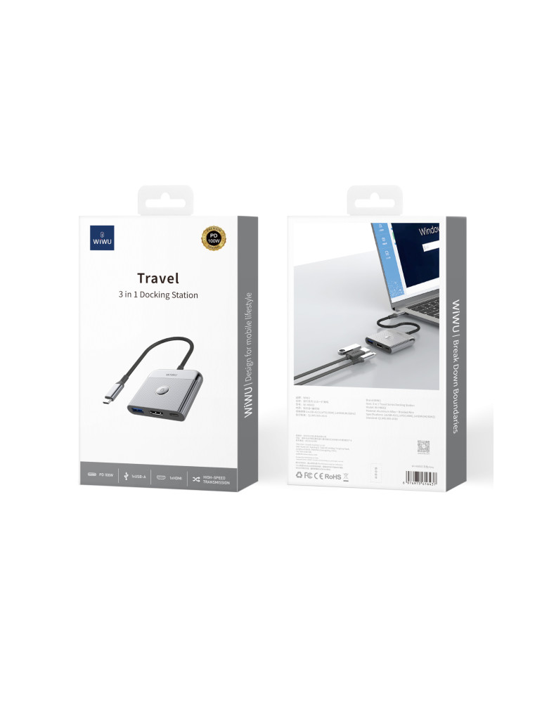 WiWU Adapteur USB-C 3-en-1 (Wi-HB002) | DOTIRI