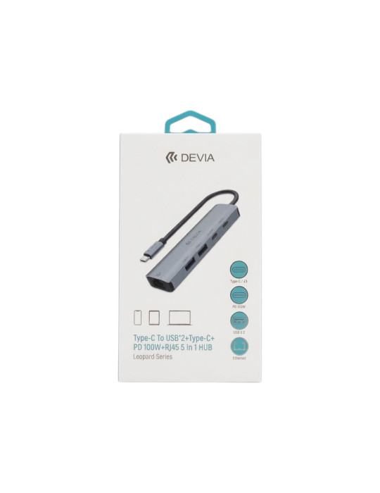 DEVIA Leopard Series Hub USB-C 5-en-1 (Gris Foncé)