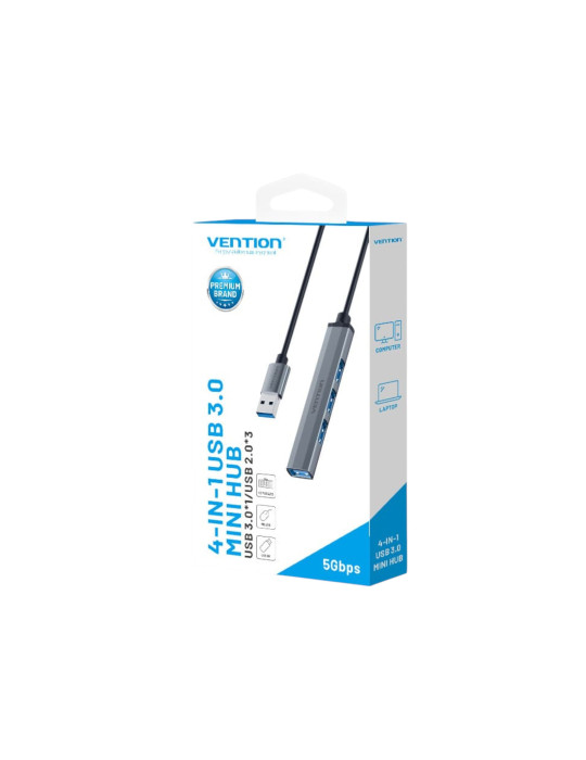 Vention Mini Hub USB 3.0 4-en-1 (Gris) | DOTIRI