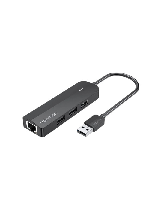 VENTION Hub 3 Ports USB 2.0 + Adaptateur Ethernet 100M 0,15m (Noir)