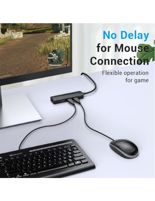 VENTION Hub 3 Ports USB 2.0 + Adaptateur Ethernet 100M 0,15m (Noir)