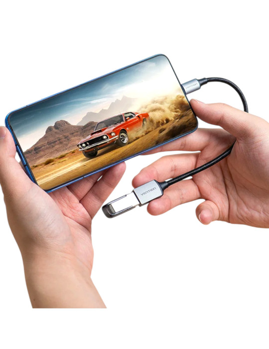 VENTION Câble OTG USB-C Mâle vers USB-A Femelle 0,15m (Gris)