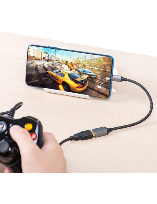 VENTION Câble OTG USB-C Mâle vers USB-A Femelle 0,15m (Gris)