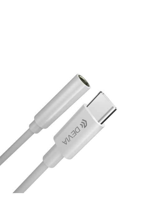 DEVIA Adaptateur USB-C Vers Jack 3.5mm (Blanc) | DOTIRI