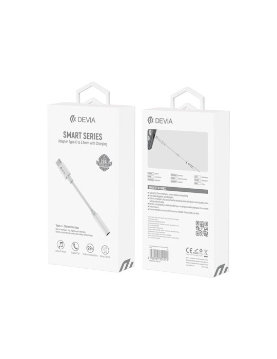 DEVIA Adaptateur USB-C Vers Jack 3.5mm (Blanc) | DOTIRI