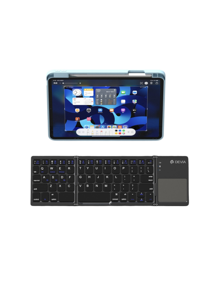 DEVIA Ultra1 Clavier Bluetooth Pliable avec Pavé tactile QWERTY (Gris)