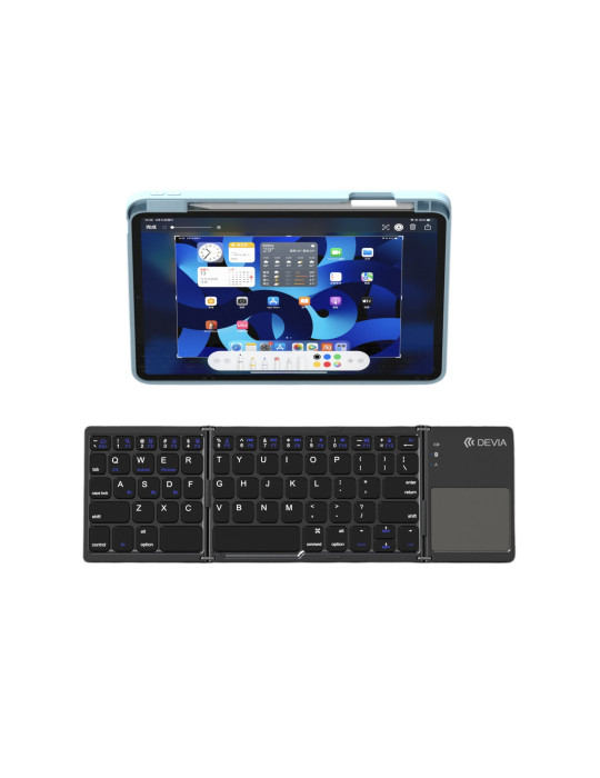 DEVIA Ultra1 Clavier Bluetooth Pliable avec Pavé tactile QWERTY (Gris)