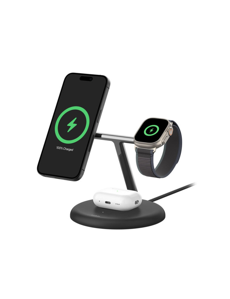 BELKIN Station de recharge 3-en-1 avec Qi2 (15W) (Noir)