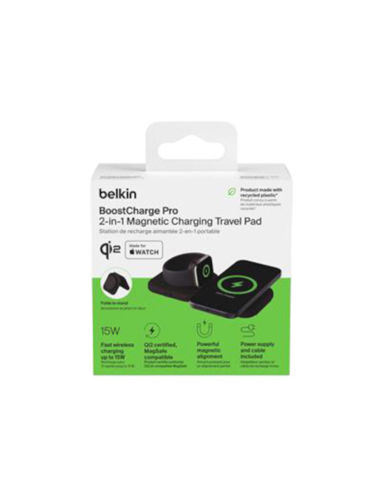 BELKIN Chargeur Magnétique de Voyage 2-en-1 Qi2 (15W)