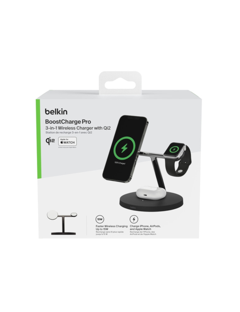 BELKIN Station de recharge 3-en-1 avec Qi2 (15W) (Noir)