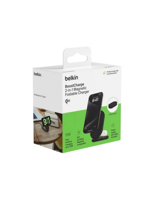 BELKIN Station de recharge sans fil 2-en-1 avec Qi2 (15W) (Noir)