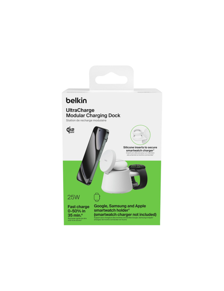 BELKIN Station de Recharge Modulaire 3-en-1 Qi2 25W (Blanc)