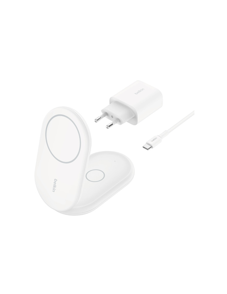 BELKIN Station de recharge sans fil 2-en-1 avec Qi2 (15W) (Blanc)