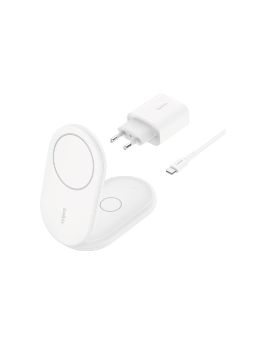 BELKIN Station de recharge sans fil 2-en-1 avec Qi2 (15W) (Blanc)