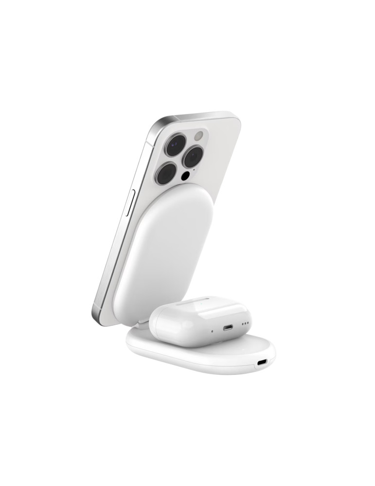 BELKIN Station de recharge sans fil 2-en-1 avec Qi2 (15W) (Blanc)