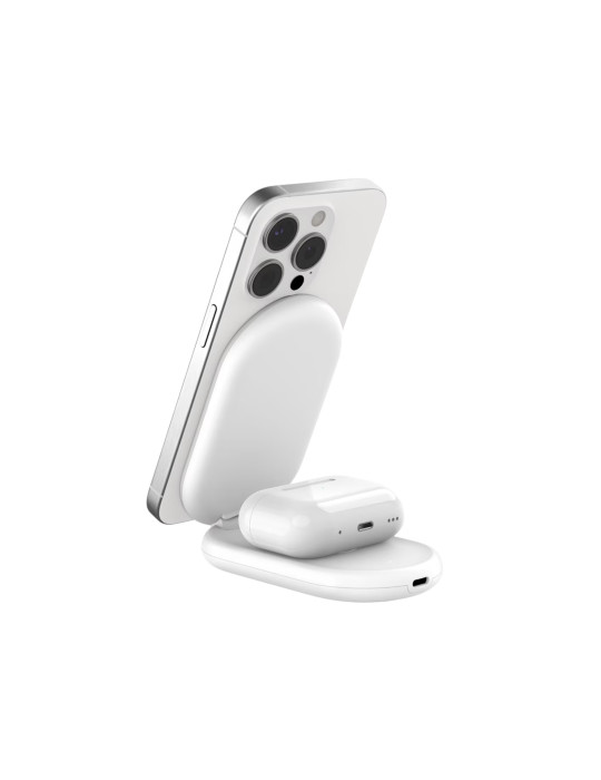 BELKIN Station de recharge sans fil 2-en-1 avec Qi2 (15W) (Blanc)