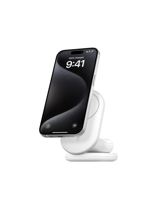 BELKIN Station de recharge sans fil 2-en-1 avec Qi2 (15W) (Blanc)
