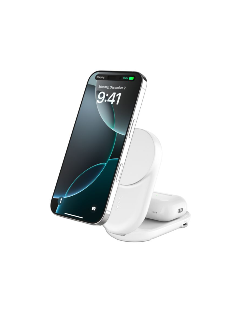BELKIN Station de Recharge Magnétique 2-en-1 Qi2 (25W) (Blanc)