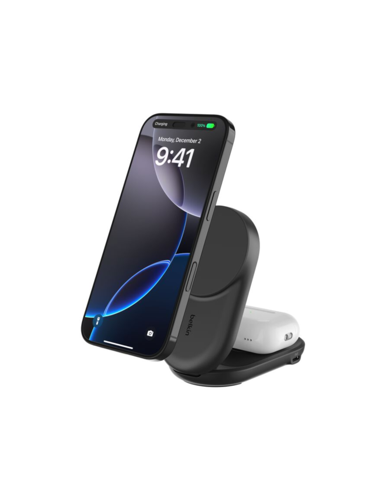 BELKIN Station de Recharge Magnétique 2-en-1 Qi2 (25W) (Noir)