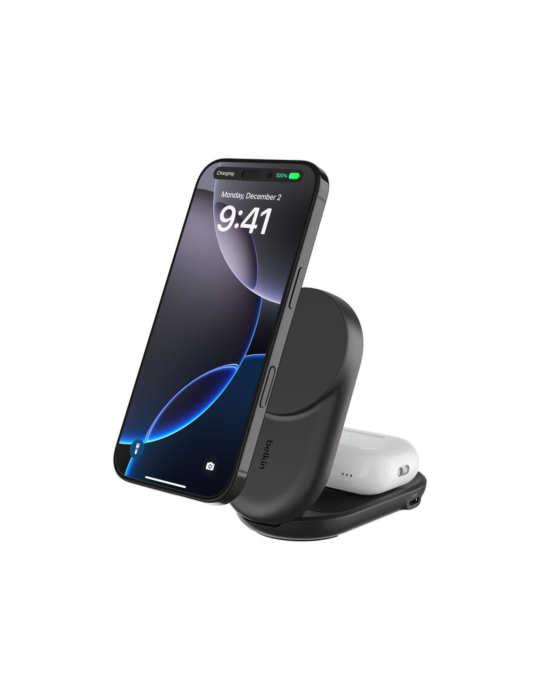 BELKIN Station de Recharge Magnétique 2-en-1 Qi2 (25W) (Noir)