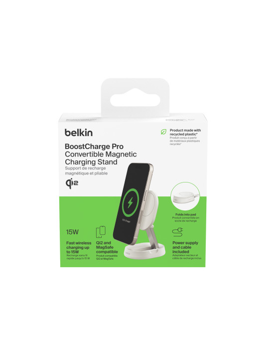 BELKIN Support de recharge magnétique Qi2 et pliable (15W) (Blanc)