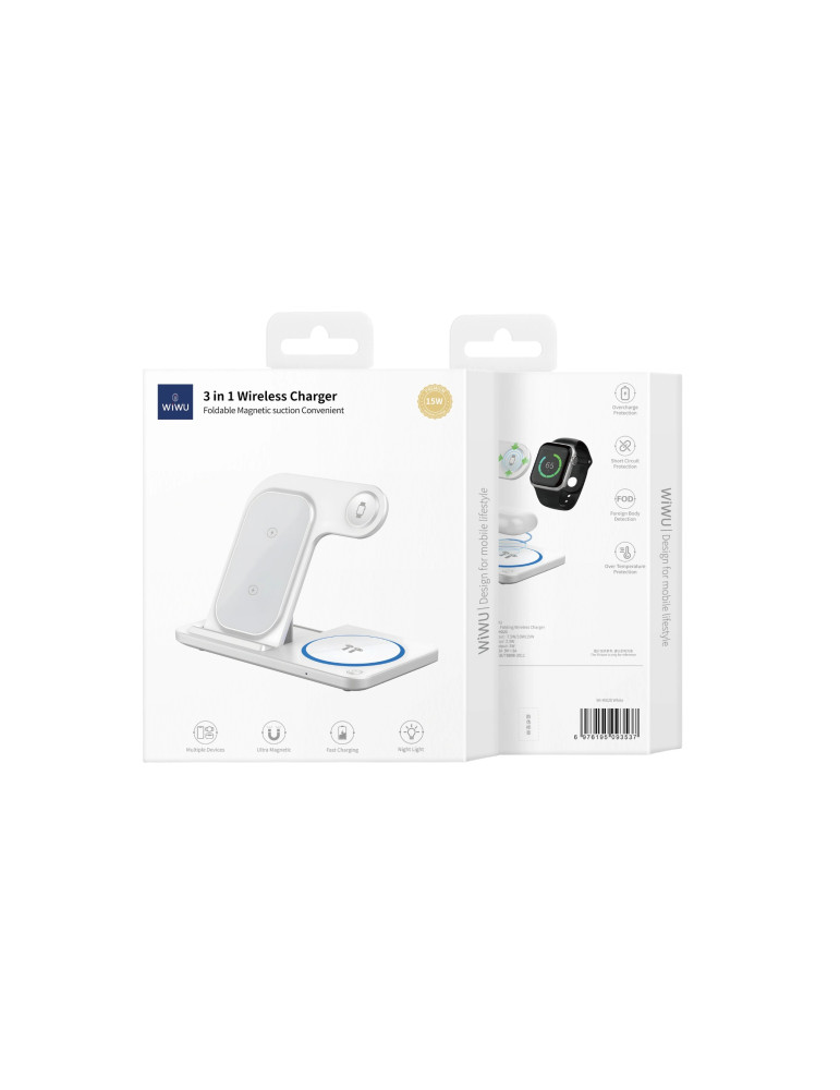 WIWU Station de Recharge Sans Fil 3-en-1 (Wi-W020)