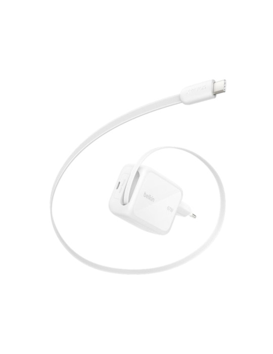 BELKIN Chargeur Secteur USB-C GaN Avec Câble Rétractable (67W)