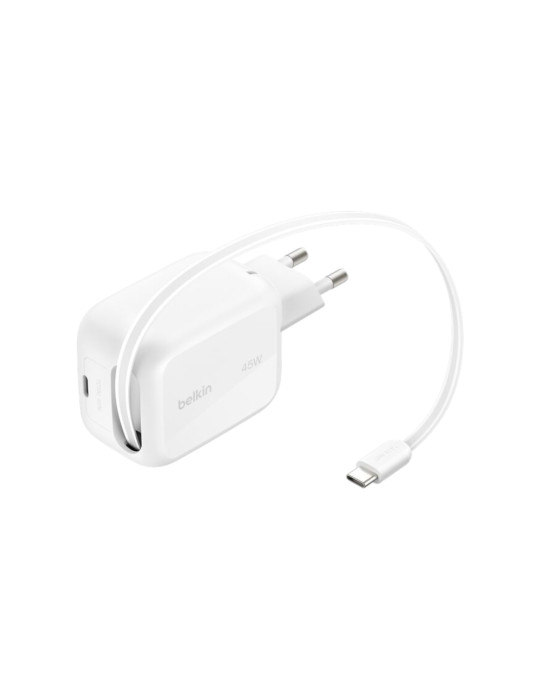 BELKIN Chargeur Secteur USB-C GaN avec Câble Rétractable (45W)