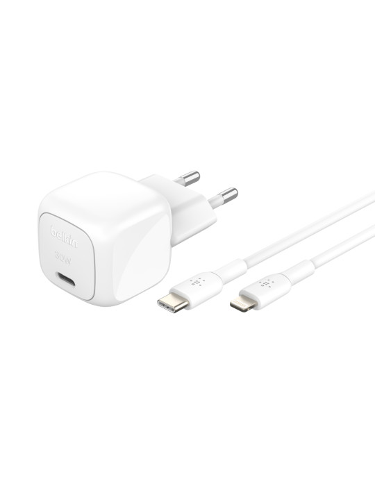 BELKIN Chargeur Secteur 30W + Câble USB-C vers Lightning 1m (Blanc)