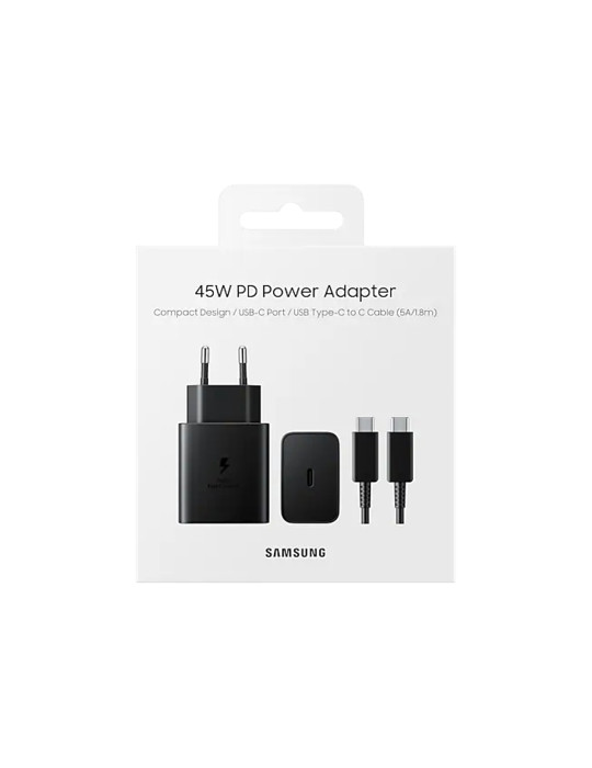 SAMSUNG Pack Chargeur 45W + Câble USB-C (Noir) | DOTIRI