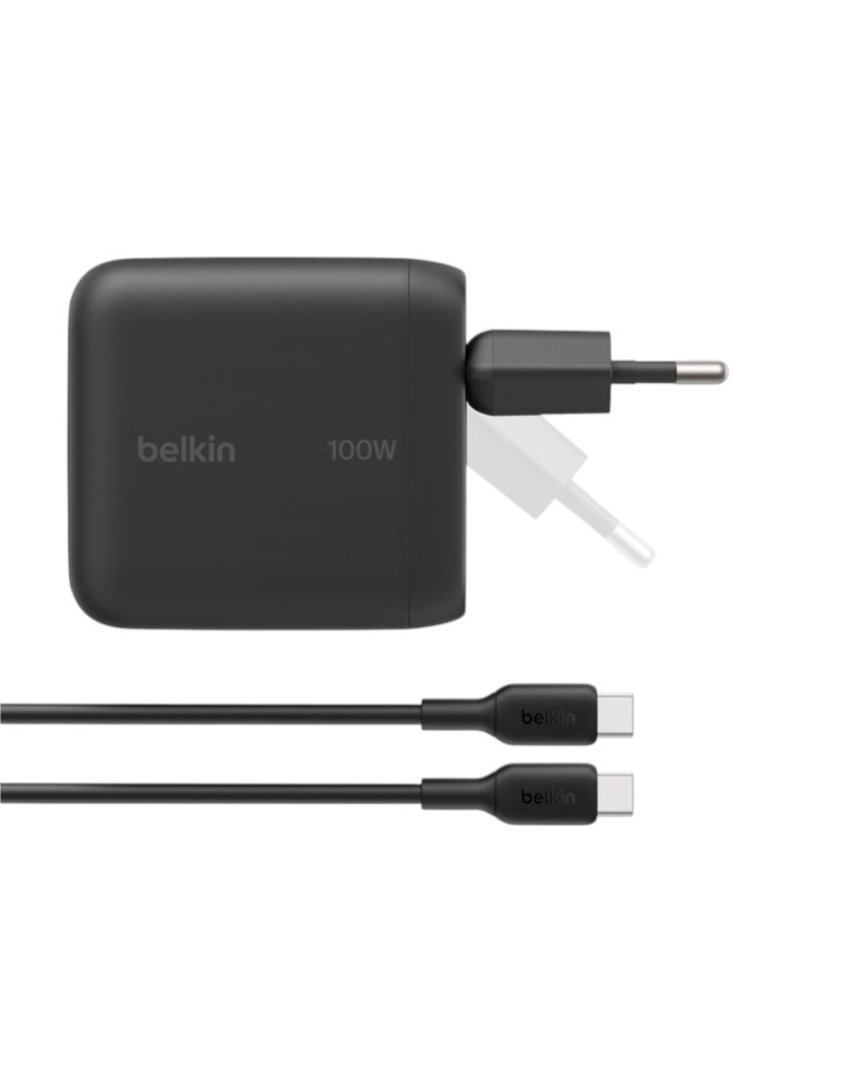 BELKIN Chargeur Secteur USB-C 100W avec Câble USB-C vers USB-C 1,5m (Noir)