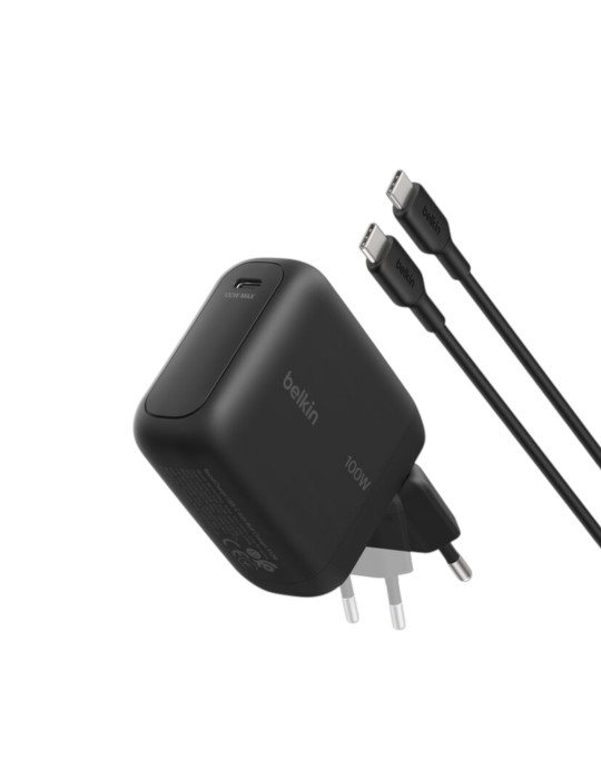 BELKIN Chargeur Secteur USB-C 100W avec Câble USB-C vers USB-C 1,5m (Noir)