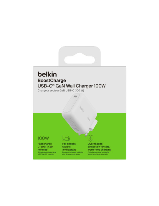 BELKIN Chargeur Secteur GaN USB-C 100W (Blanc) | DOTIRI
