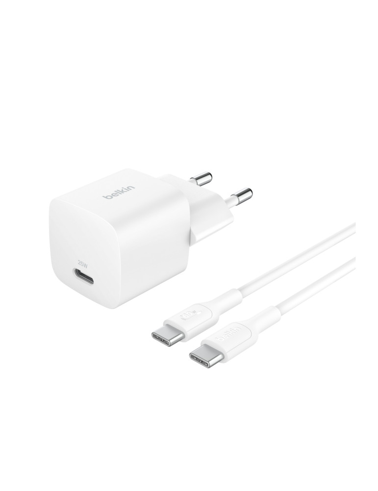 BELKIN Chargeur Secteur 25W + Câble USB-C vers USB-C 1m (Blanc)