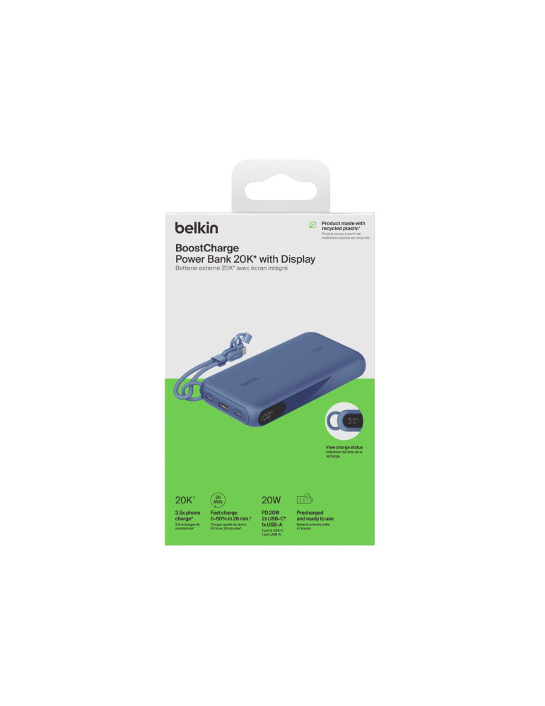 BELKIN PowerBank 20 000 mAh avec ecran Intégré (Bleu)