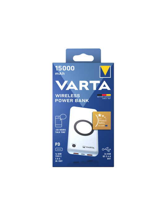 VARTA PowerBank Wireless 15 000 mAh (Blanc) | DOTIRI